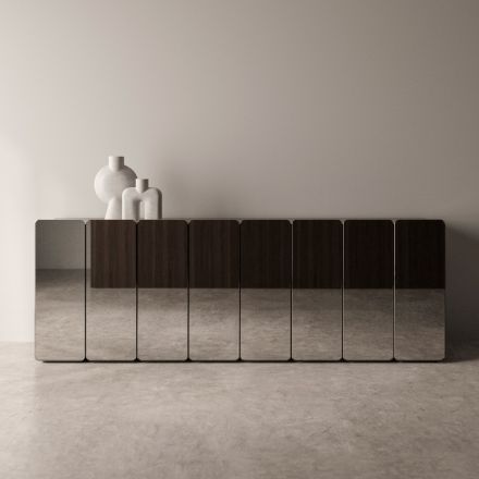 Aparador moderno de madeira com espelho e design elegante, fabricado na Itália - Ester Viadurini