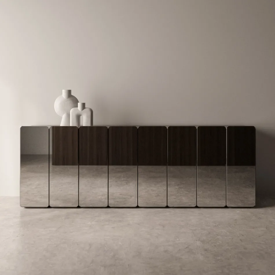 Aparador moderno de madeira com espelho e design elegante, fabricado na Itália - Ester Viadurini