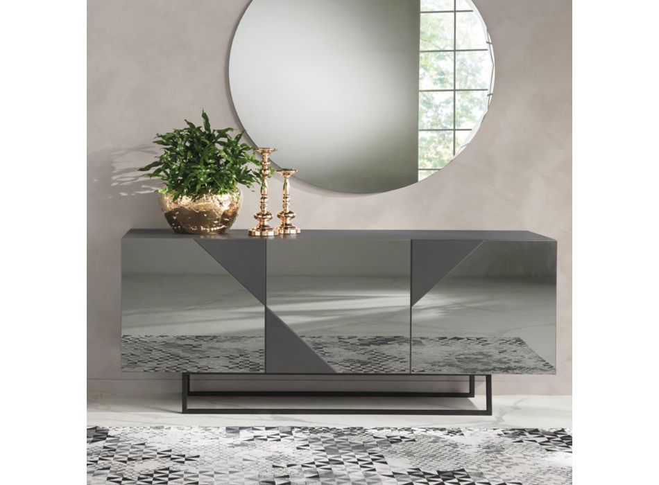 Aparador Moderno com Portas Mdf Revestidas em Espelho Made in Italy - Morgana Viadurini