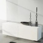 Aparador de Sala em Mdf Laqueado Branco com Baixo Relevo Made in Italy - Acqua Viadurini
