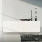 Aparador de sala em Mdf Lacado Branco com Baixo Relevo Made in Italy - Acqua Viadurini
