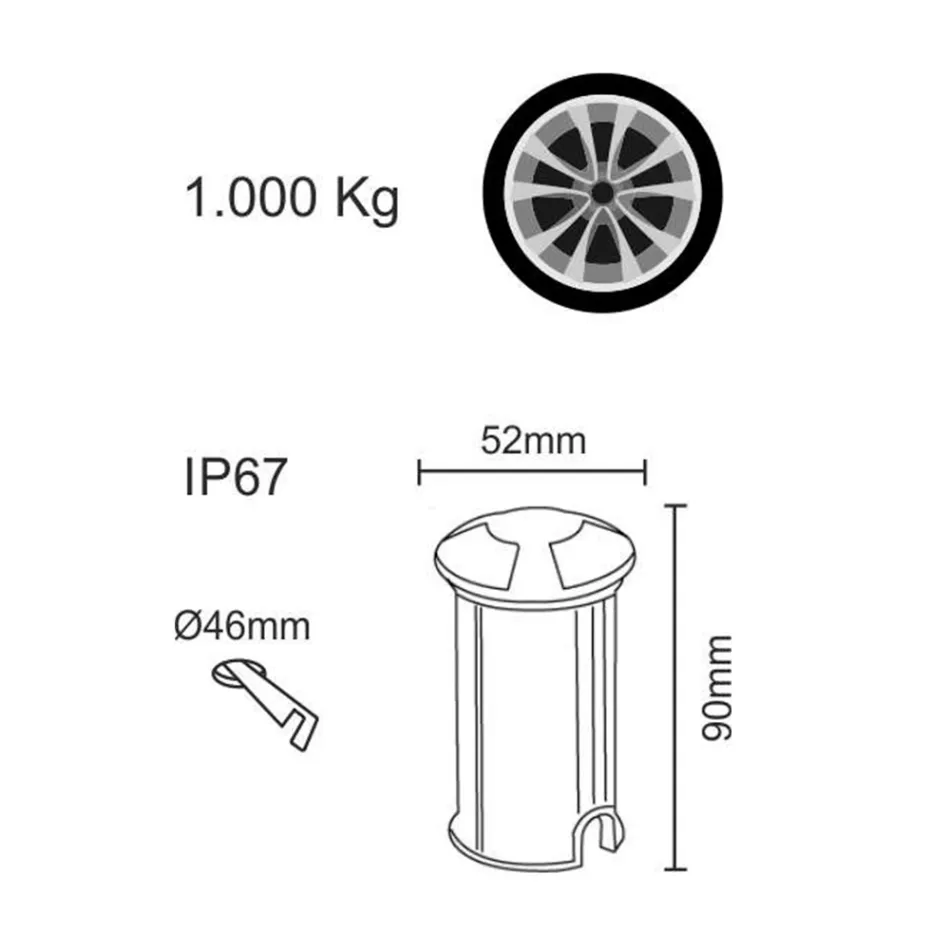 Marcador de Led para exterior embutido de aço inoxidável 2W 4 peças - Elisir Viadurini