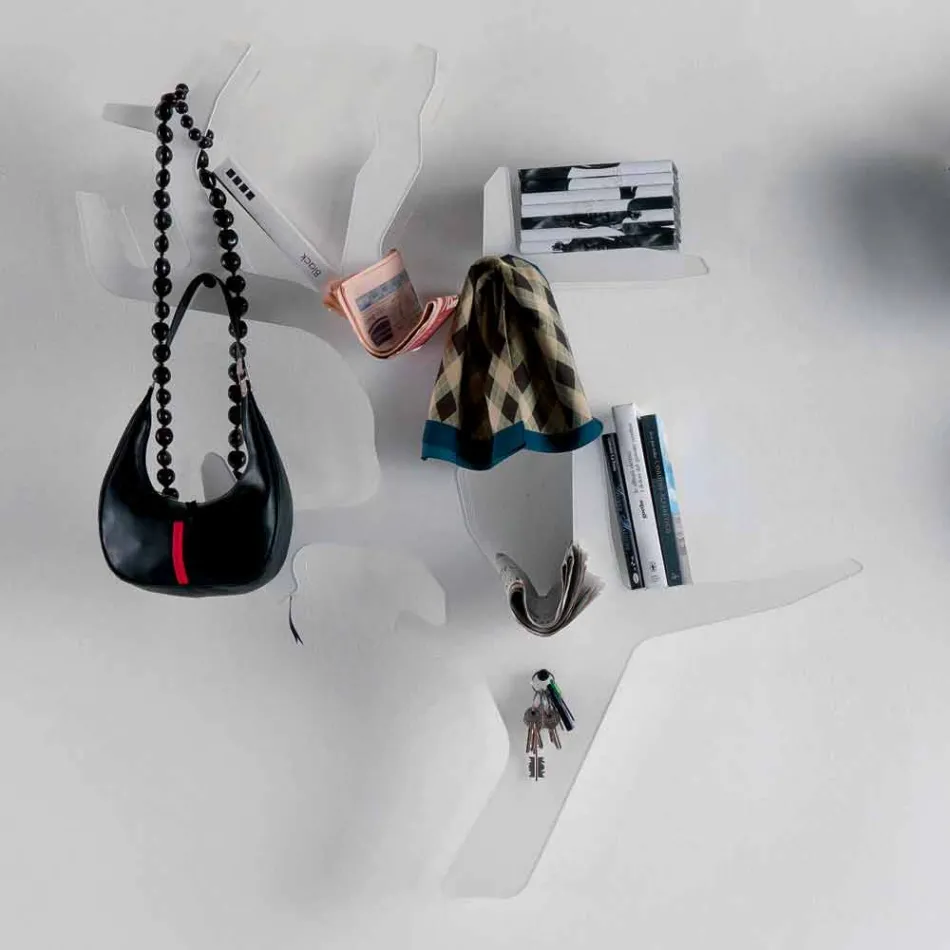 Prateleira de parede de acrílico com ganchos para casacos feitos na Itália - néon Viadurini
