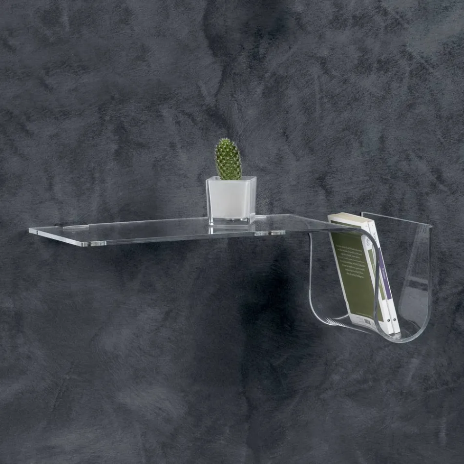 Design de prateleira em cristal acrílico transparente feito na Itália - Teride Viadurini
