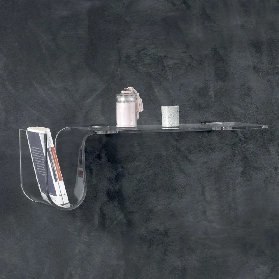 Design de prateleira em cristal acrílico transparente feito na Itália - Teride Viadurini