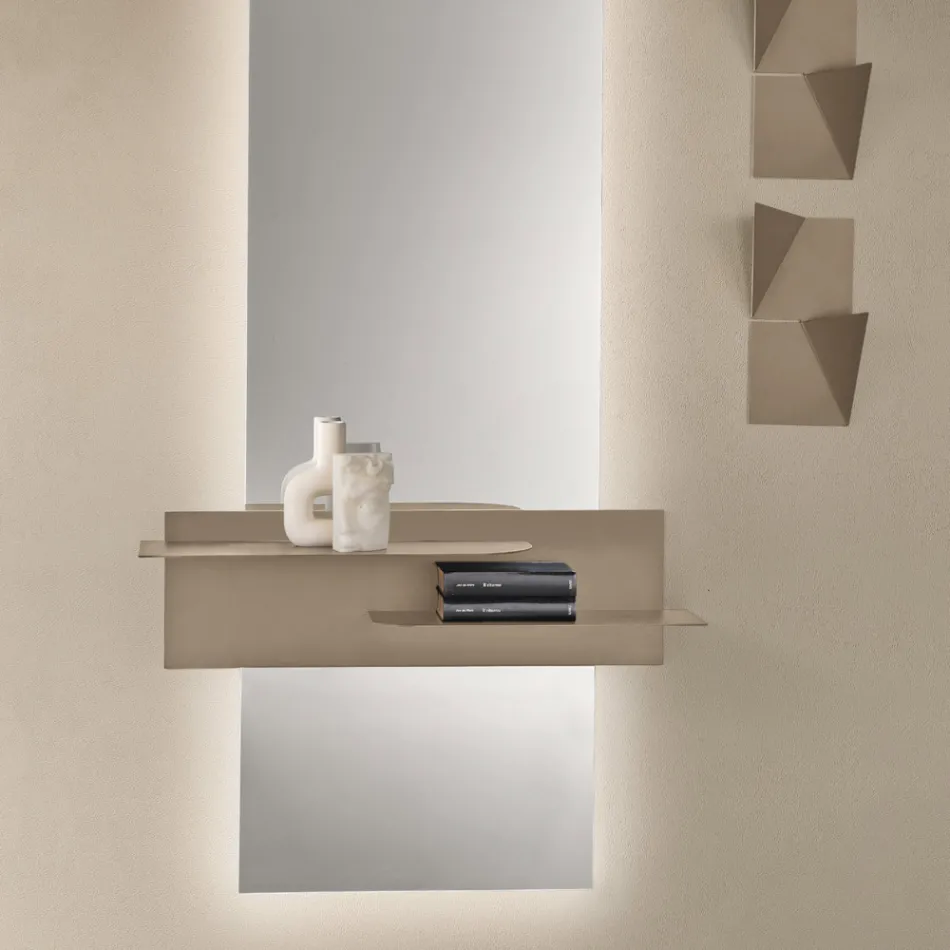 Prateleira metálica de design moderno com duas prateleiras horizontais - Miro Viadurini