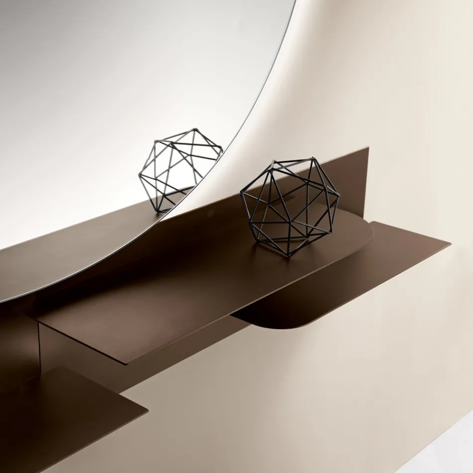 Prateleira metálica de design moderno com duas prateleiras horizontais - Miro Viadurini