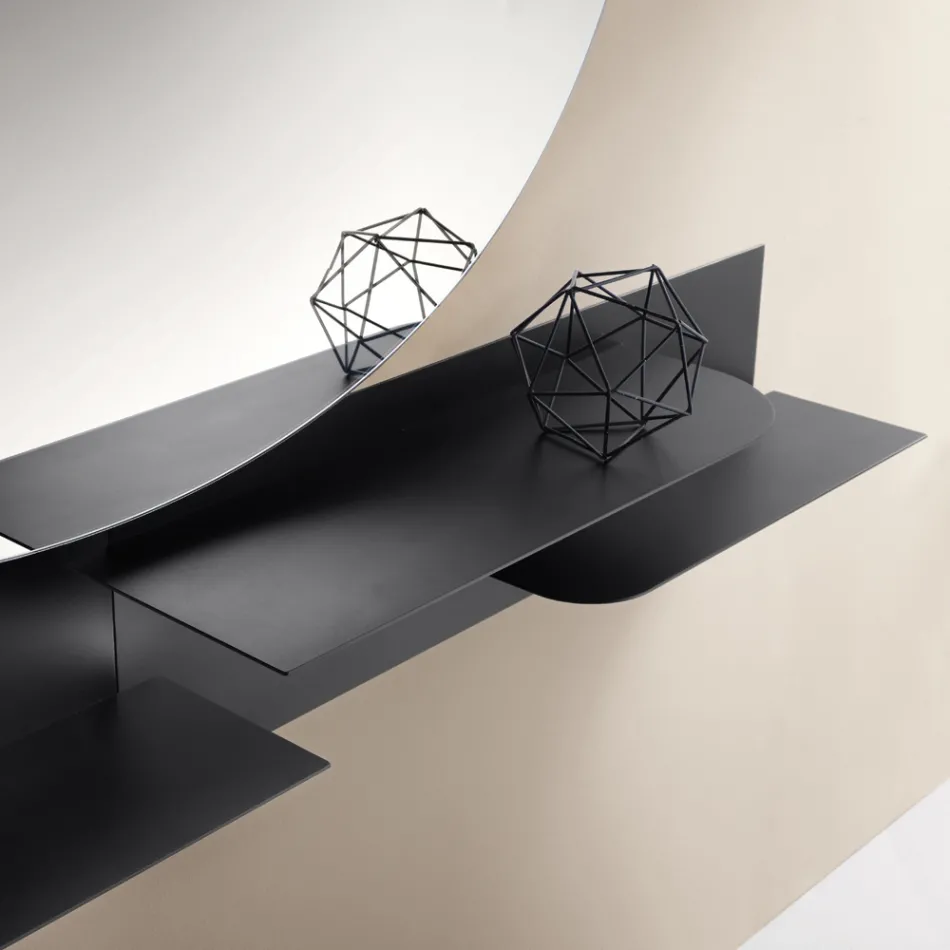 Prateleira metálica de design moderno com duas prateleiras horizontais - Miro Viadurini