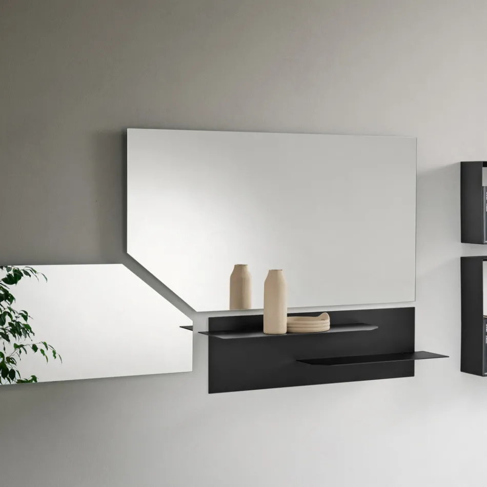 Prateleira metálica de design moderno com duas prateleiras horizontais - Miro Viadurini