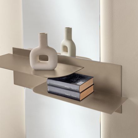 Prateleira metálica de design moderno com duas prateleiras horizontais - Miro Viadurini