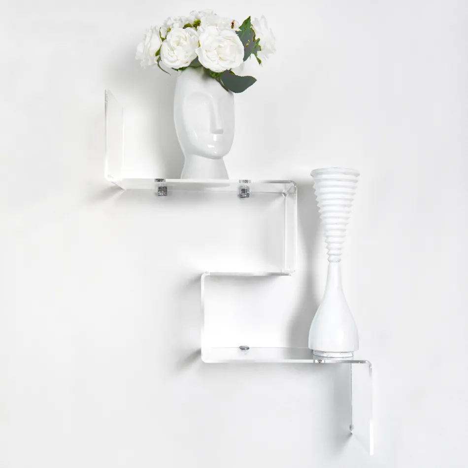 Prateleira para objetos de plexiglass transparente fabricada na Itália - Mufasa Viadurini