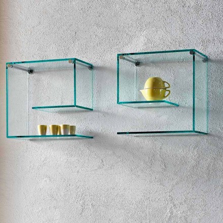 Prateleiras de parede de vidro transparente Design elegante versátil 2 peças - rolo Viadurini