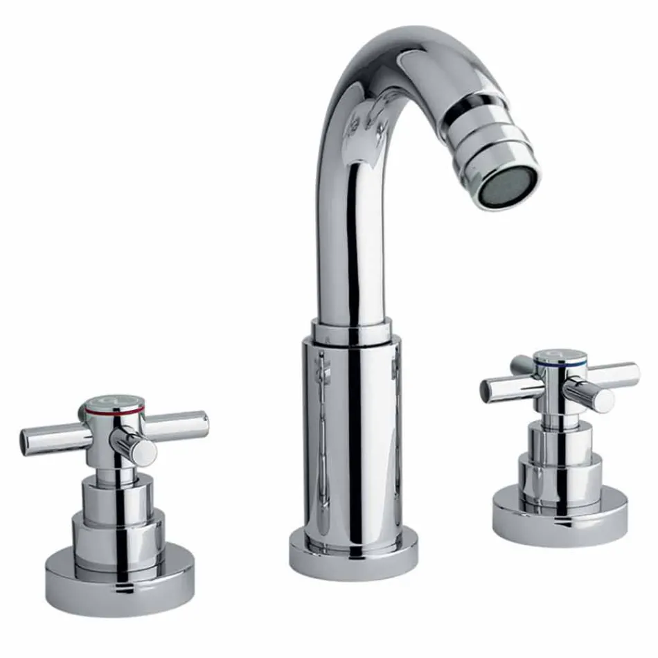 Misturador clássico de 3 furos em latão cromado feito na Itália - Zumbo Viadurini