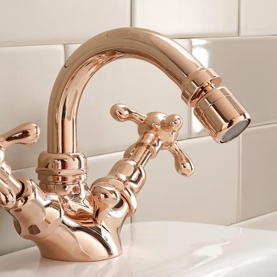 Misturador para bidê vintage design furo único em latão fabricado na Itália - Klarisa Viadurini