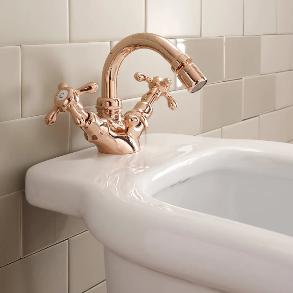 Misturador para bidê vintage design furo único em latão fabricado na Itália - Klarisa Viadurini