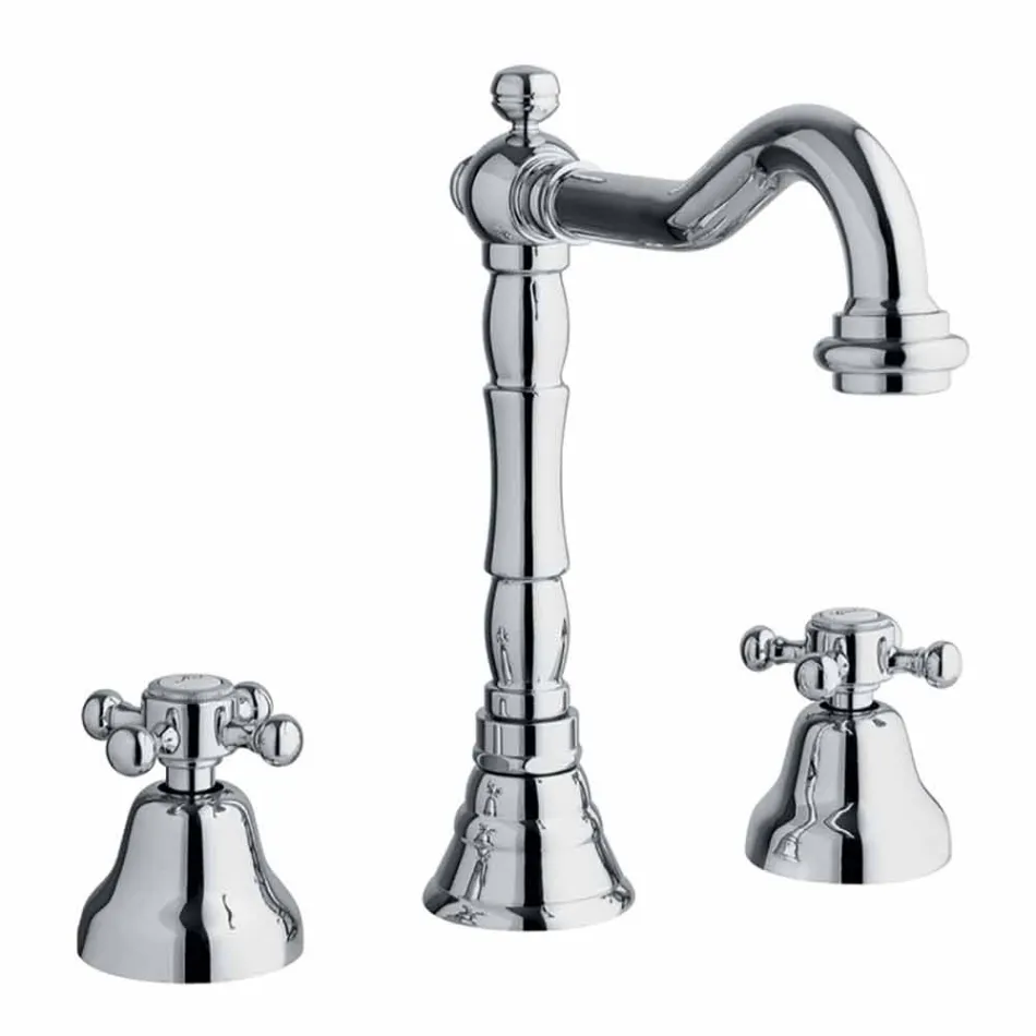 Misturador clássico de 3 furos para lavatório em latão made in Italy - Lisca Viadurini