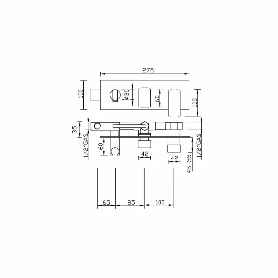 Misturador de chuveiro embutido de design moderno em latão made in Italy - Sika Viadurini