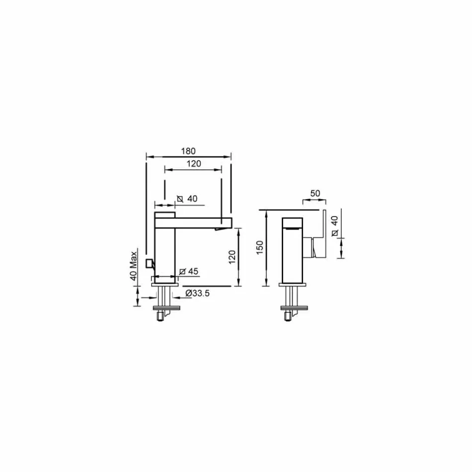 Misturador para lavatório com alavanca lateral da Made in Italy Design - Panela Viadurini