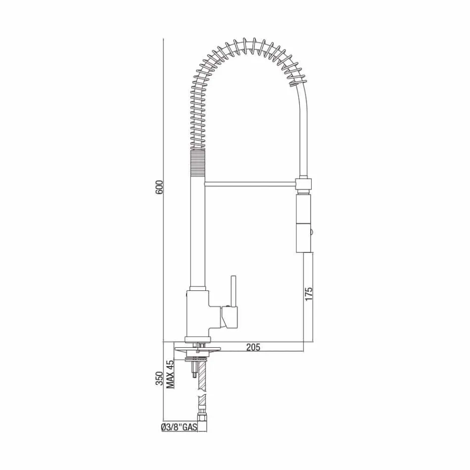 Misturador para pia de cozinha de latão ajustável com mola Made in Italy - Keope Viadurini