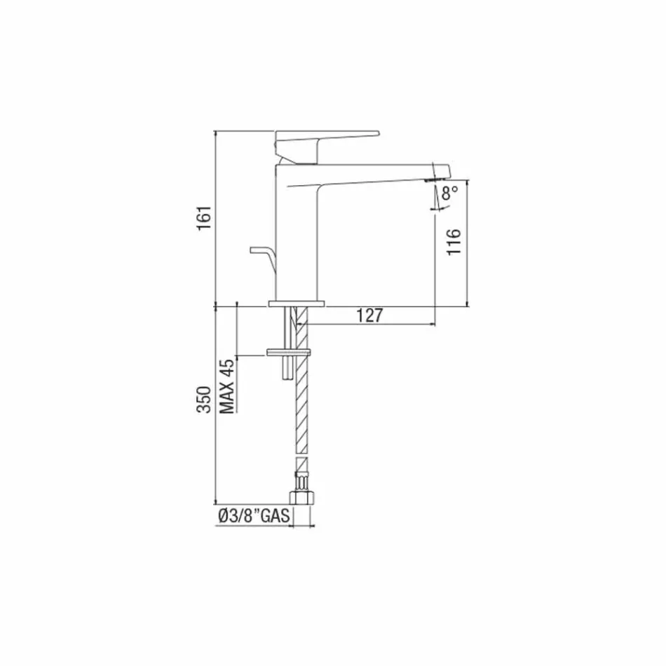 Misturador moderno para pia de banheiro sem ralo, feito na Itália - Galla Viadurini