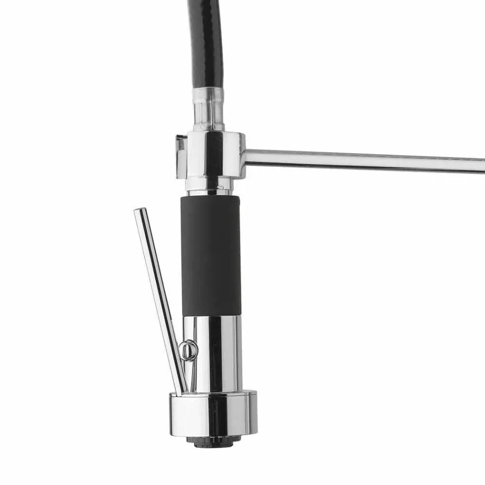 Misturador para pia de cozinha de latão cromado com chuveiro feito na Itália - Kondor Viadurini