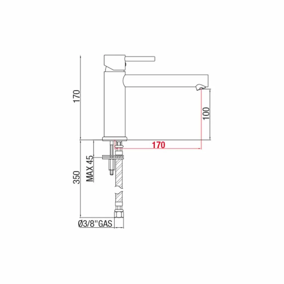 Misturador para lavatório em latão com bico 170 mm ao centro Made in Italy - Ermia Viadurini