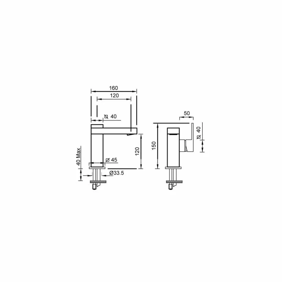 Misturador para lavatório lateral sem ralo em latão Made in Italy - Panela Viadurini