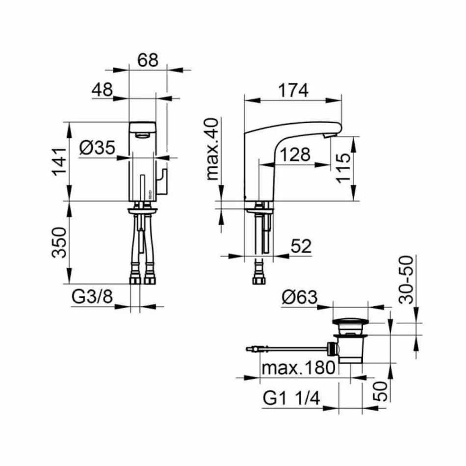 Misturador para lavatório moderno com sensor infravermelho em metal cromado - Gonzo Viadurini
