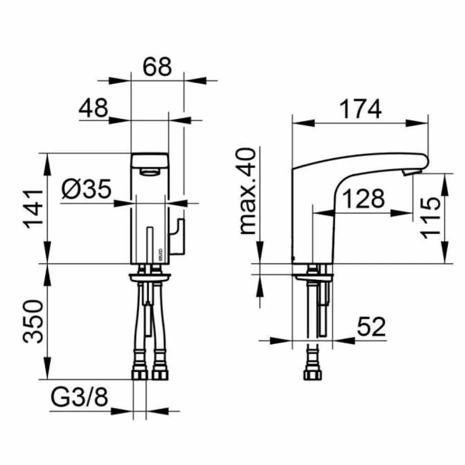 Misturador para lavatório moderno com sensor infravermelho em metal cromado - Gonzo Viadurini