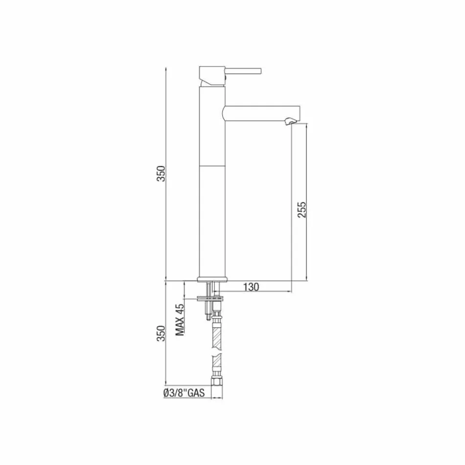 Misturador de bacia estendida em latão sem dreno feito na Itália - Ermia Viadurini