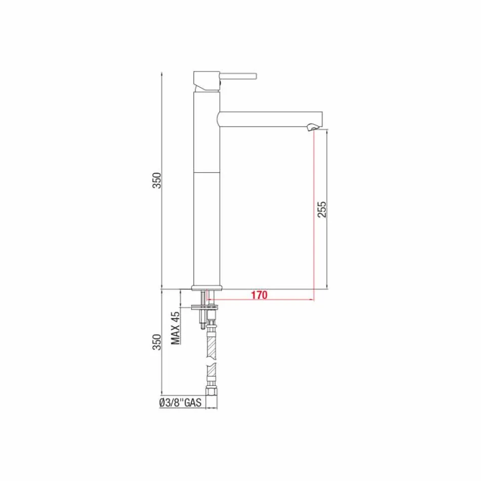Misturador de bacia estendida em latão sem dreno feito na Itália - Ermia Viadurini