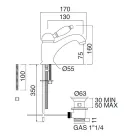 Misturador para lavatório artesanal de latão estilo tradicional com alavanca - Noriana Viadurini