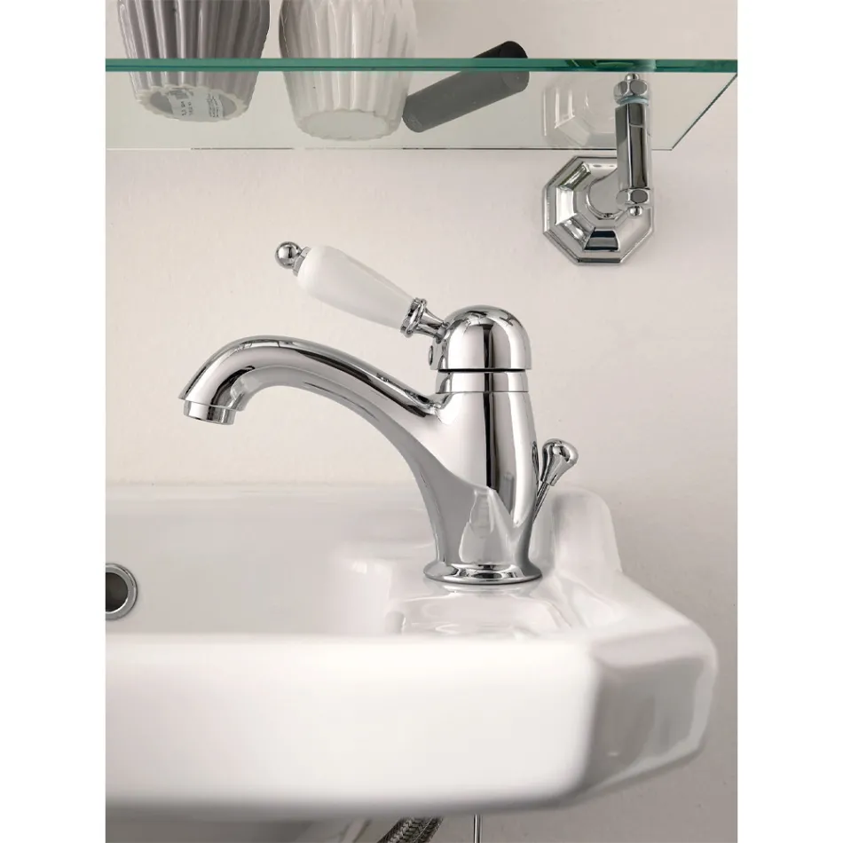 Misturador para lavatório artesanal de latão estilo tradicional com alavanca - Noriana Viadurini