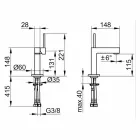 Misturador para lavatórios modernos em metal com acabamento cromado - Girino Viadurini