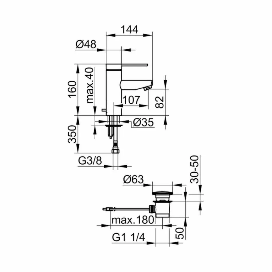 Misturador moderno para pia de banheiro em metal cromado - Zanio Viadurini