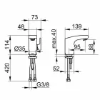 Misturador monocomando de design moderno para lavatório com acabamento cromado - Gonzo Viadurini