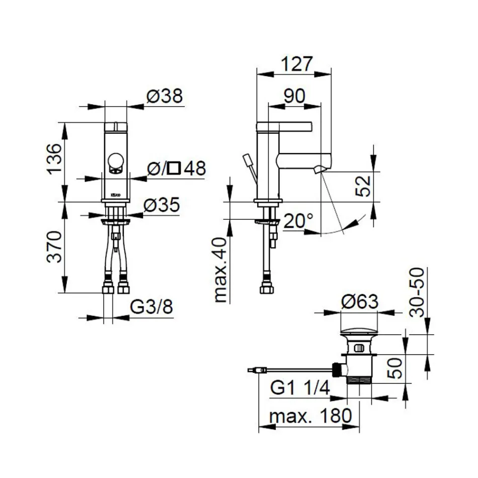 Misturador para lavatório com alavanca simples e latão cromado de design clássico - Artemisia Viadurini