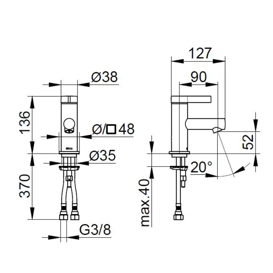 Misturador para lavatório com alavanca simples e latão cromado de design clássico - Artemisia Viadurini