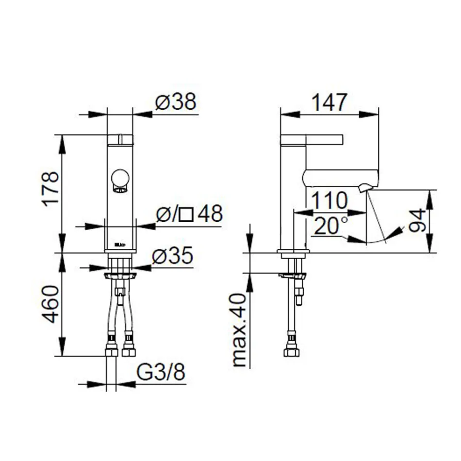 Misturador para lavatório com alavanca simples e latão cromado de design clássico - Artemisia Viadurini