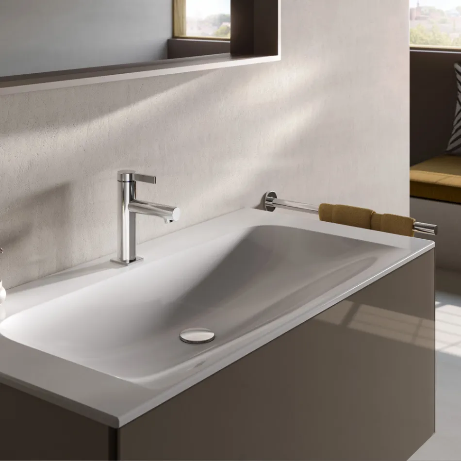 Misturador para lavatório com alavanca simples e latão cromado de design clássico - Artemisia Viadurini