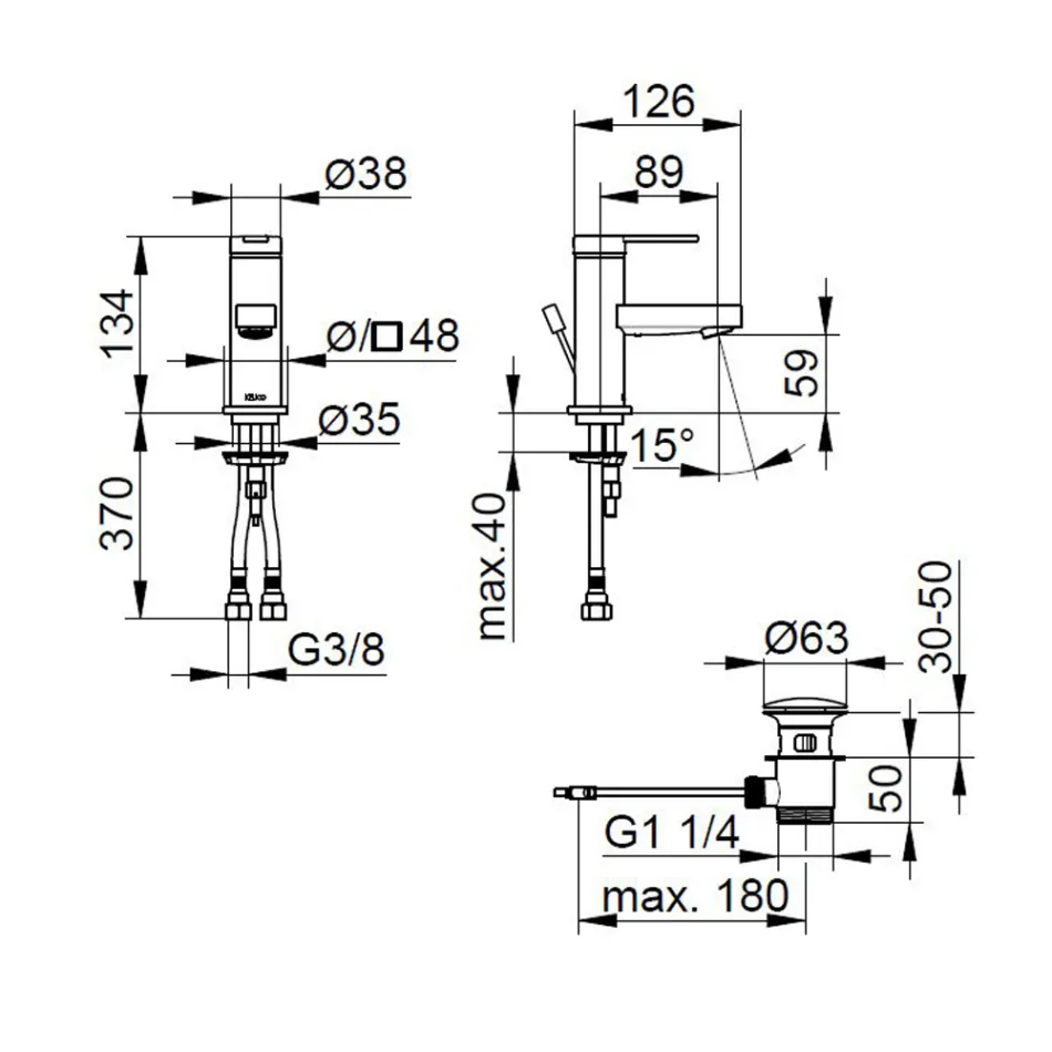Misturador monocomando para lavatório com design plano em latão cromado - Agenore Viadurini