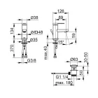 Misturador monocomando para lavatório com design plano em latão cromado - Agenore Viadurini