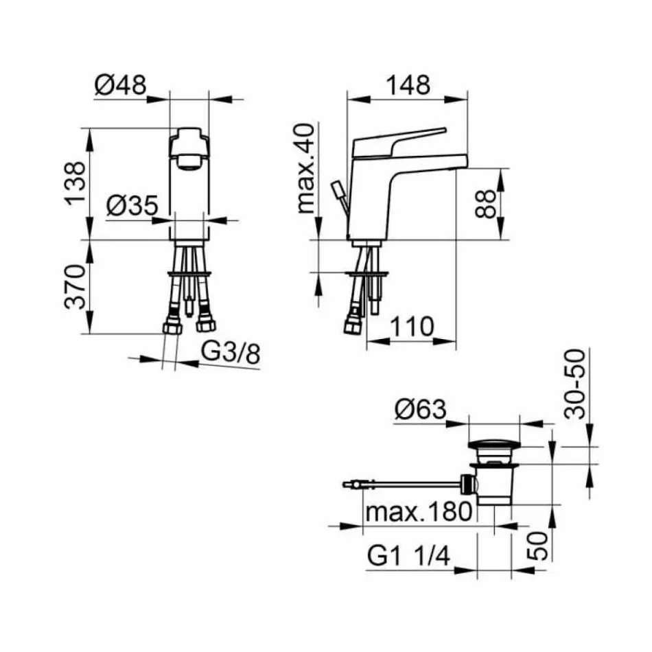 Misturador monocomando moderno para lavatório em metal cromado - Clari Viadurini