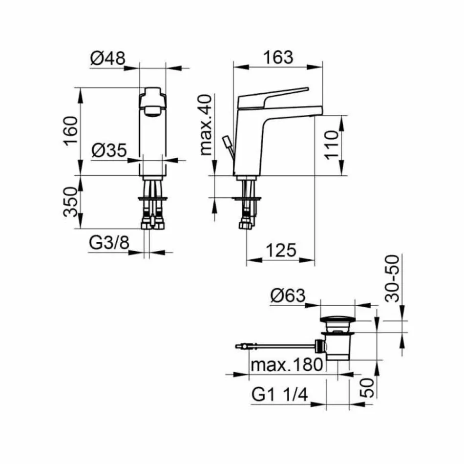 Misturador monocomando moderno para lavatório em metal cromado - Clari Viadurini