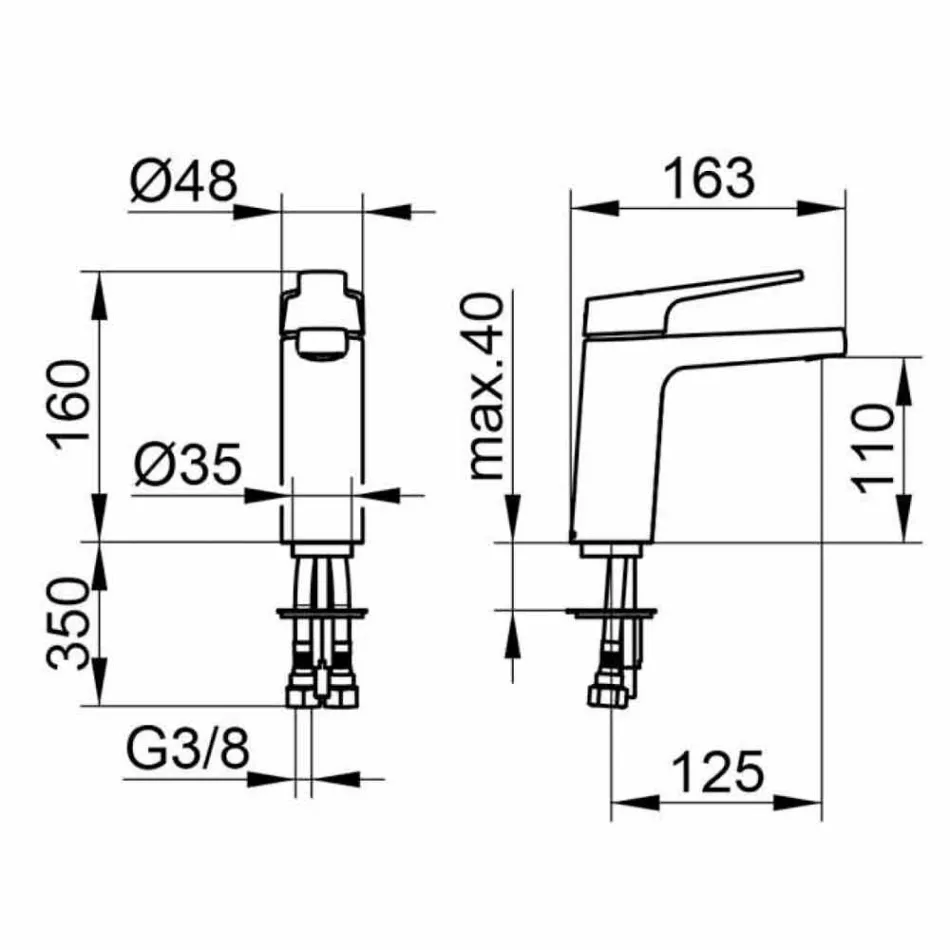 Misturador monocomando moderno para lavatório em metal cromado - Clari Viadurini