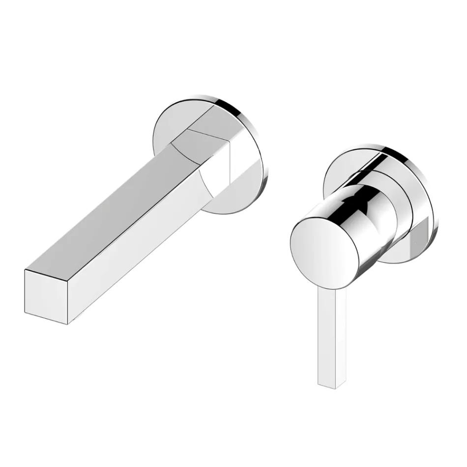 Misturador para lavatório de monocomando de parede design quadrado - Erik Viadurini