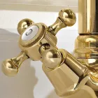 Misturador para lavatório vintage design furo único em latão fabricado na Itália - Ursula Viadurini