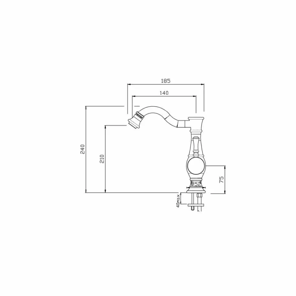 Misturador para bidé com bico alto giratório Made in Italy - Neno Viadurini