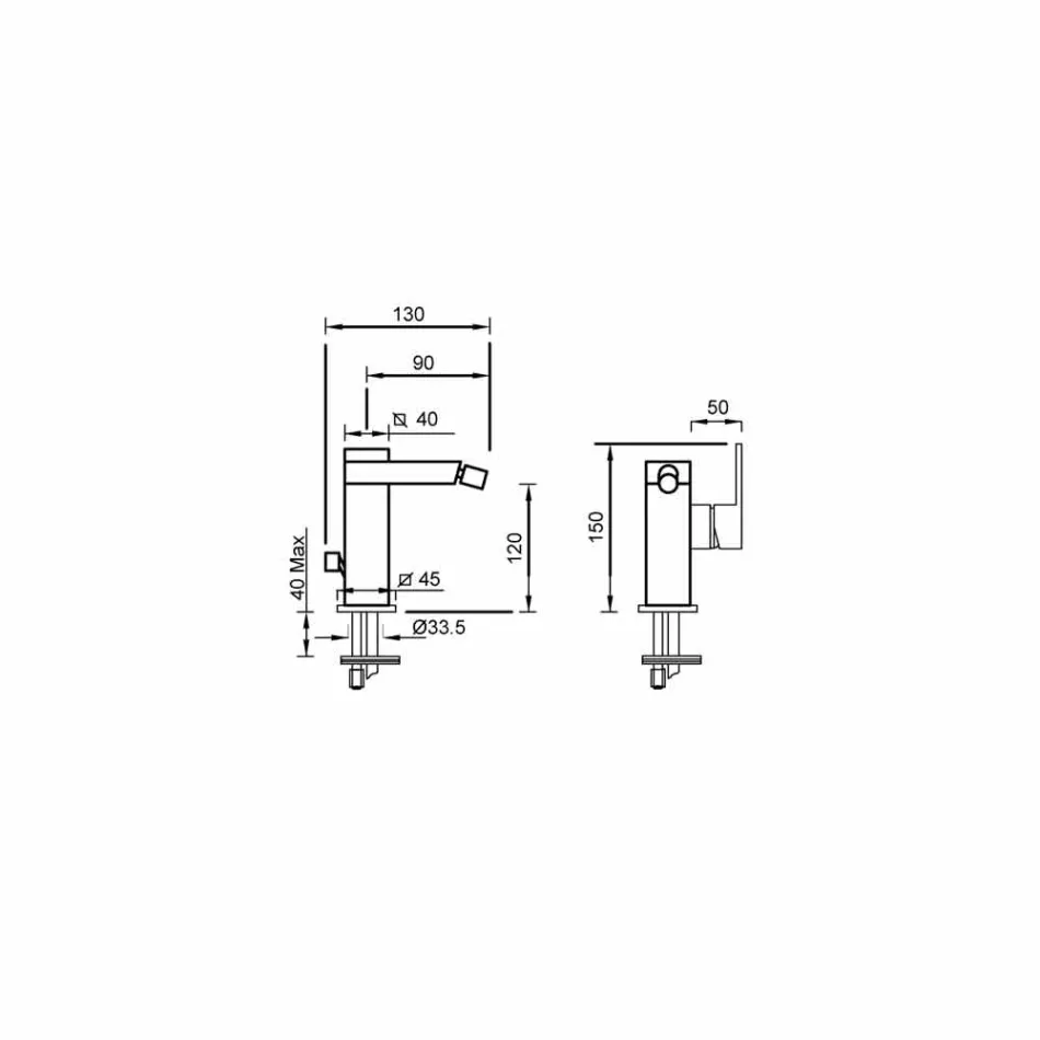 Misturador para bidé feito na Itália com alavanca lateral - Panela Viadurini