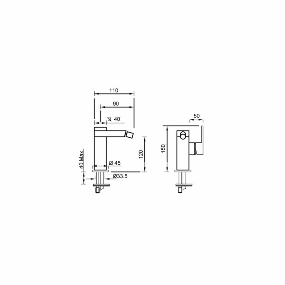 Misturador para bidé de alavanca lateral sem dreno Fabricado na Itália - Panela Viadurini
